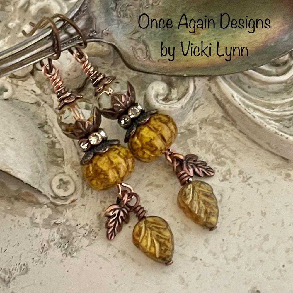 Hand Crafted “Golden Harvest” Dangle Earrings